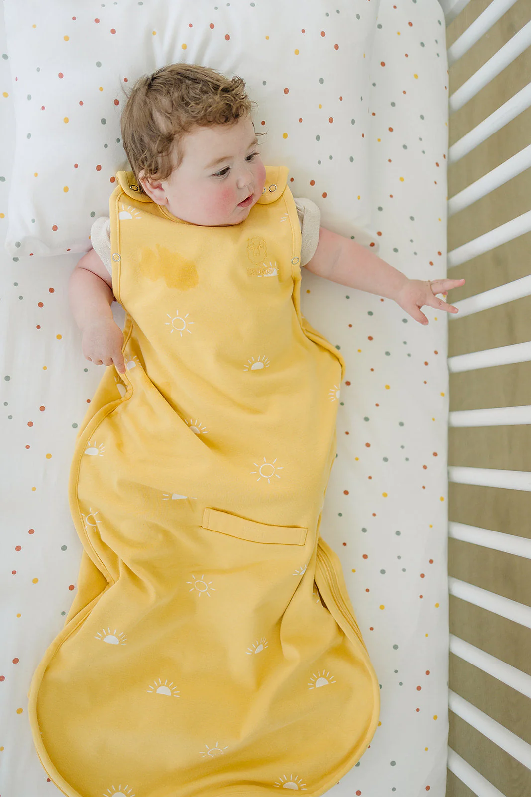 Ecolino® Crib Sheet, 100% Organic Cotton, Dots - Image 4