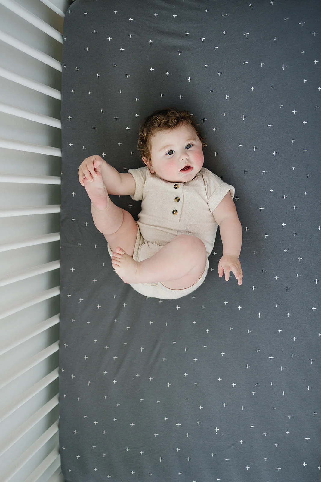 Ecolino® Crib Sheet, 100% Organic Cotton, Slate Twinkle - Image 5