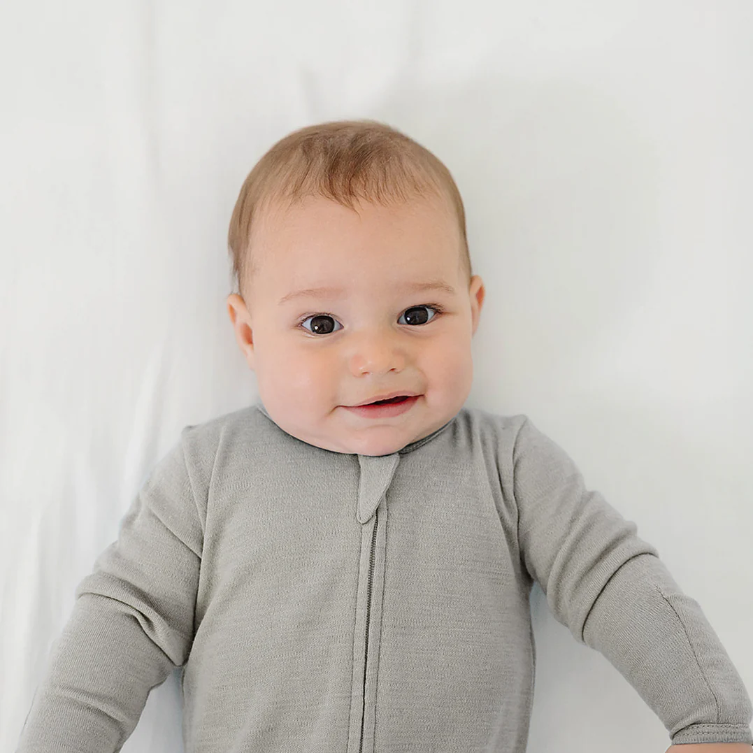 Footie Pajamas, Merino Wool, Dove - Image 3