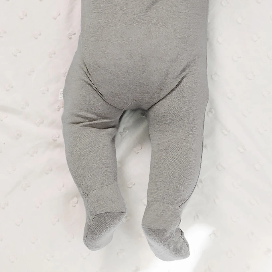 Footie Pajamas, Merino Wool, Dove - Image 4