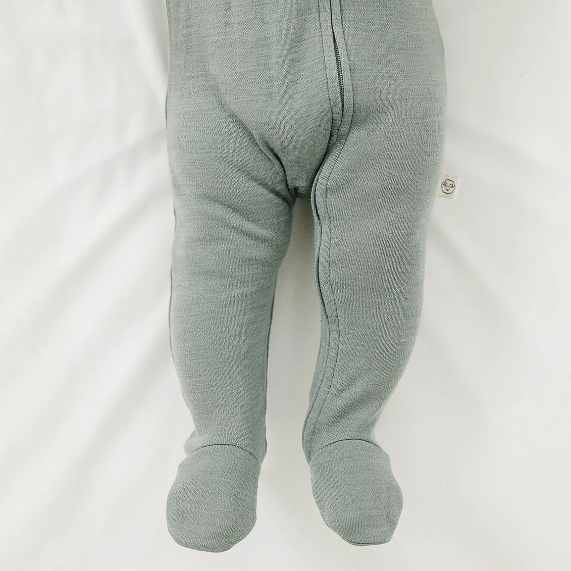 Footie Pajamas, Merino Wool, Sage - Image 4