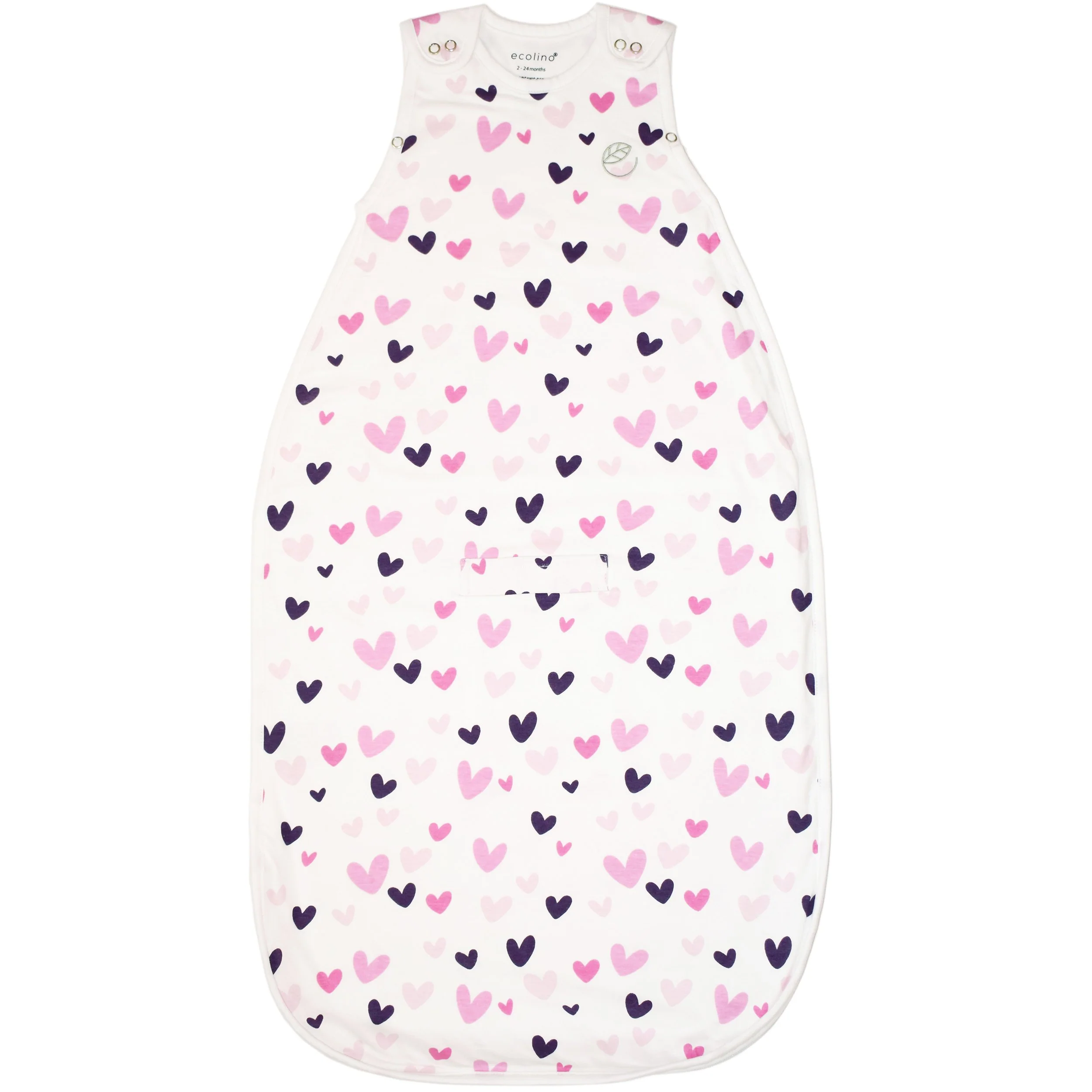 Imperfect Ecolino Adjustable Baby Sleep Bag, 100% Organic Cotton, Universal Size: 2 Months - 2 Years, Heart