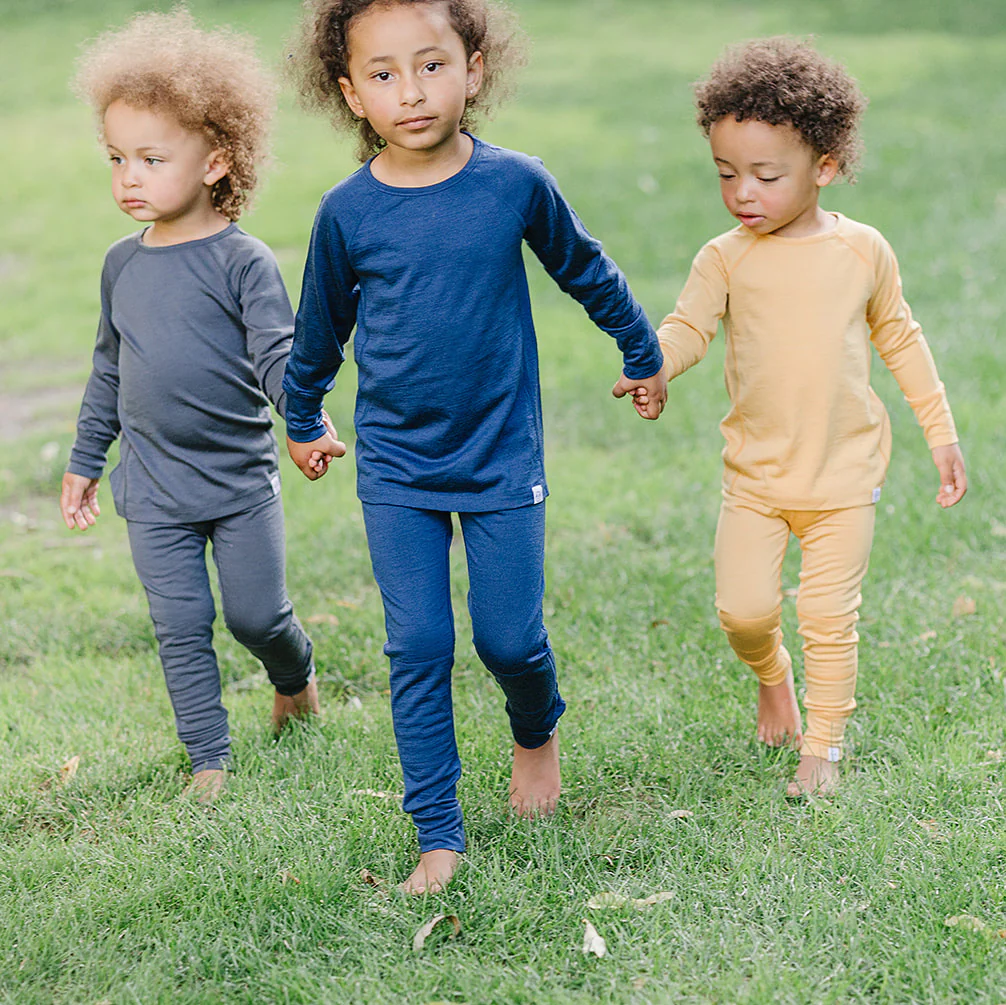 Kids Merino Wool Base Layer, Leggings, Deep Blue - Image 5