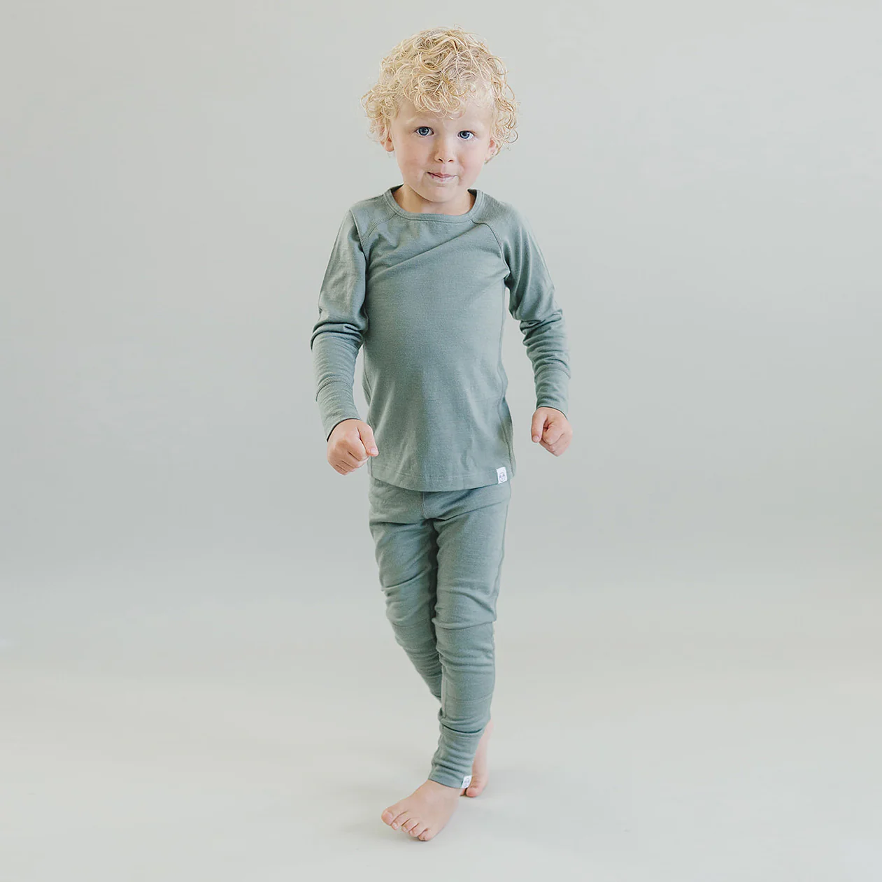 Kids Merino Wool Base Layer, Leggings, Sage - Image 3