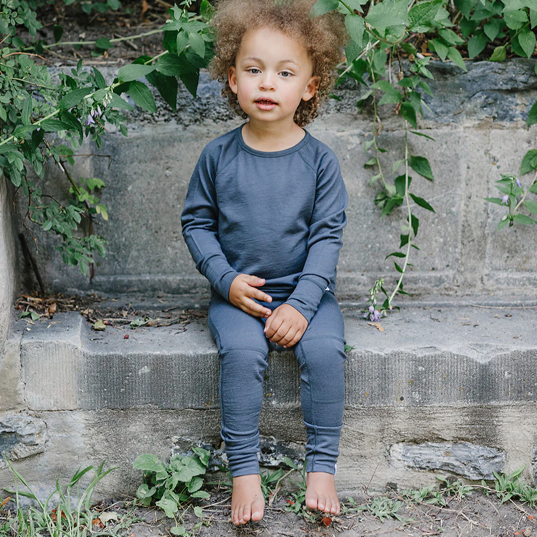 Kids Merino Wool Base Layer, Leggings, Storm Gray - Image 3