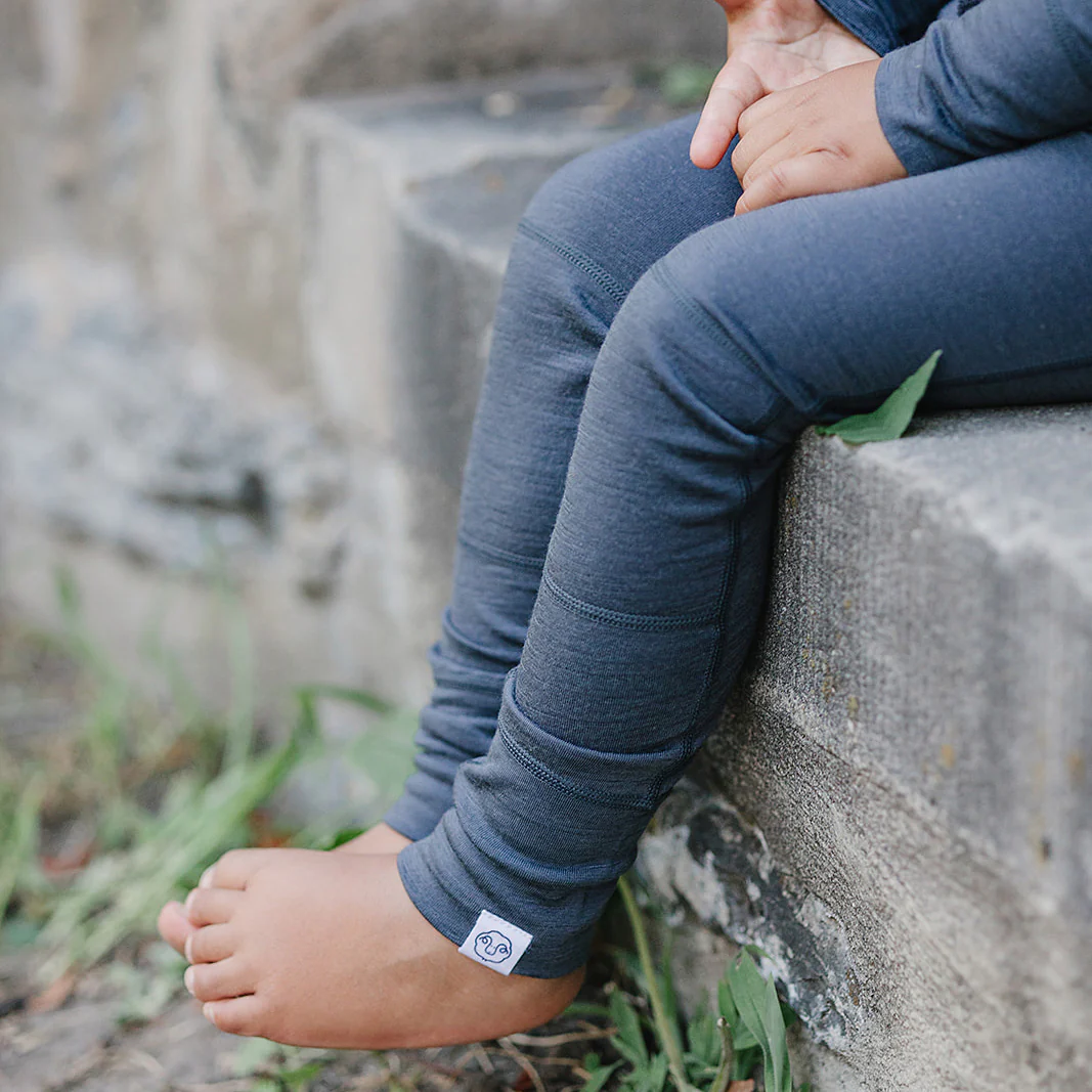 Kids Merino Wool Base Layer, Leggings, Storm Gray - Image 4