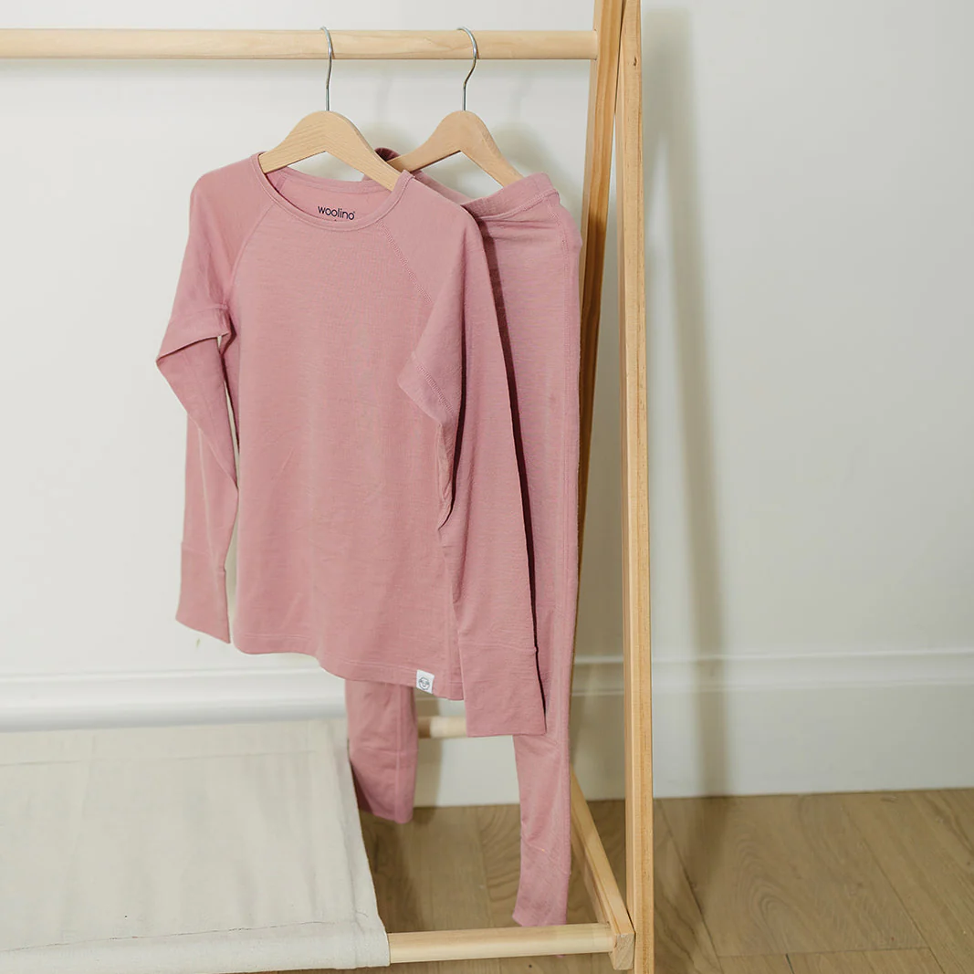 Kids Merino Wool Base Layer, Long Sleeve Top, Blush Pink - Image 6