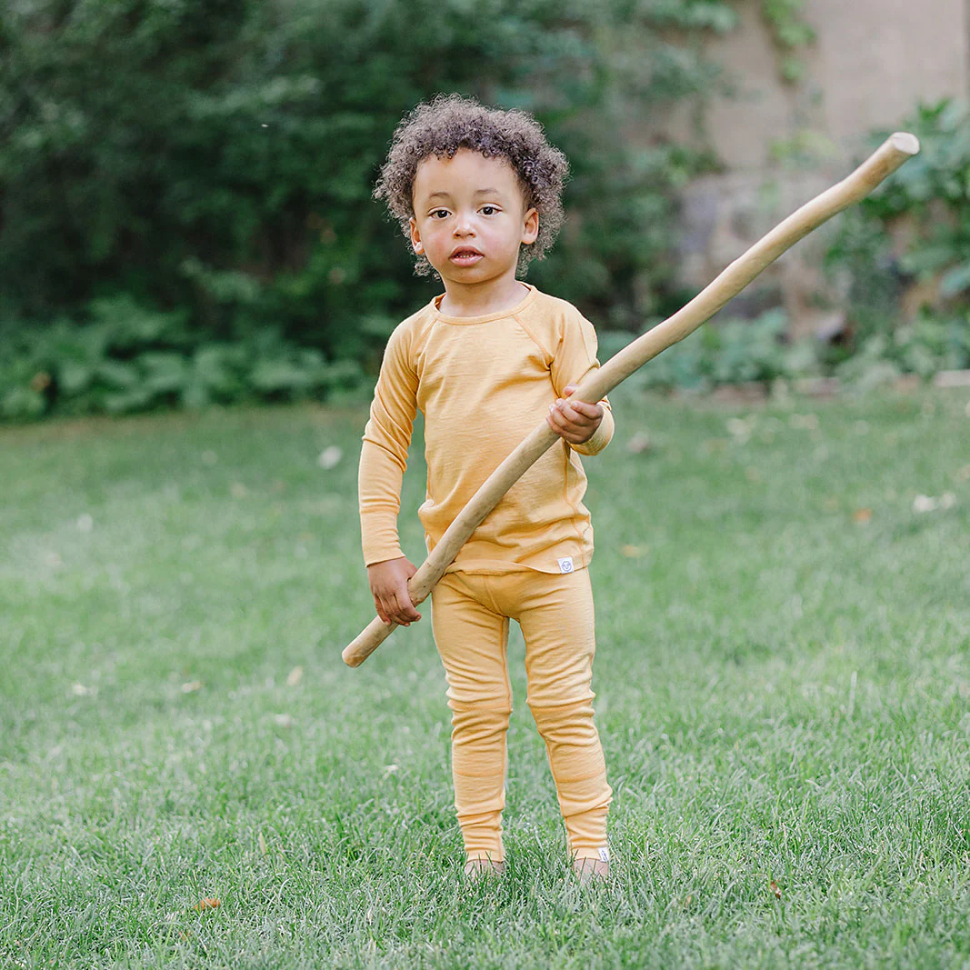 Kids Merino Wool Base Layer, Long Sleeve Top, Honey - Image 5