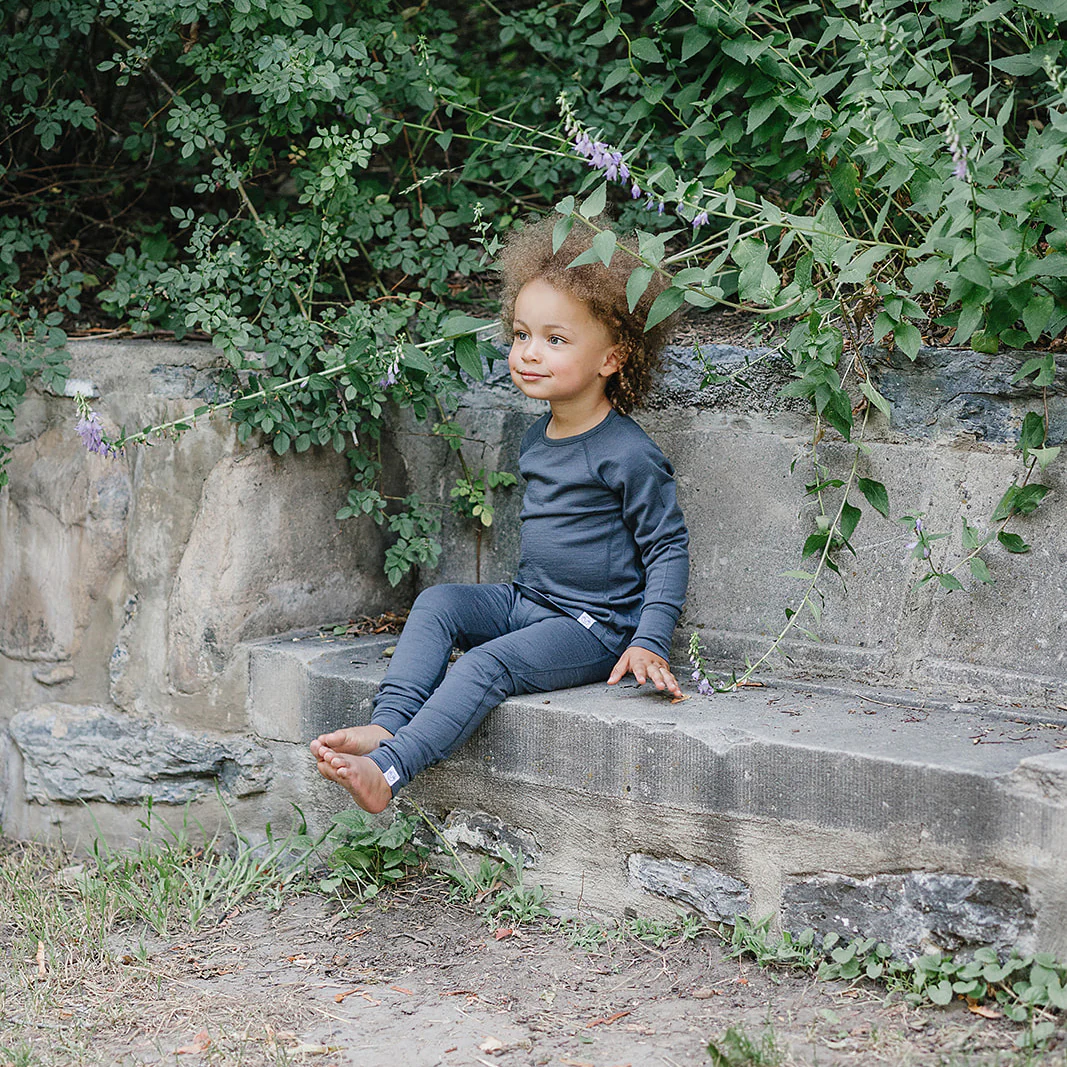 Kids Merino Wool Base Layer, Long Sleeve Top, Storm Gray - Image 3