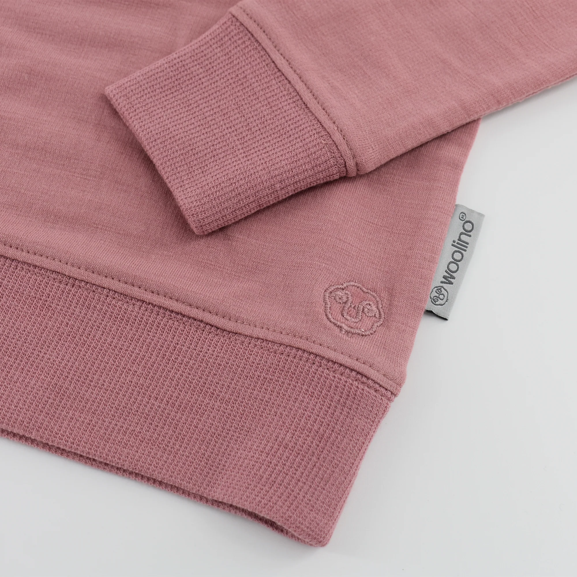 Kids Merino Wool Crew Neck Sweatshirt, Mauve Pink - Image 4