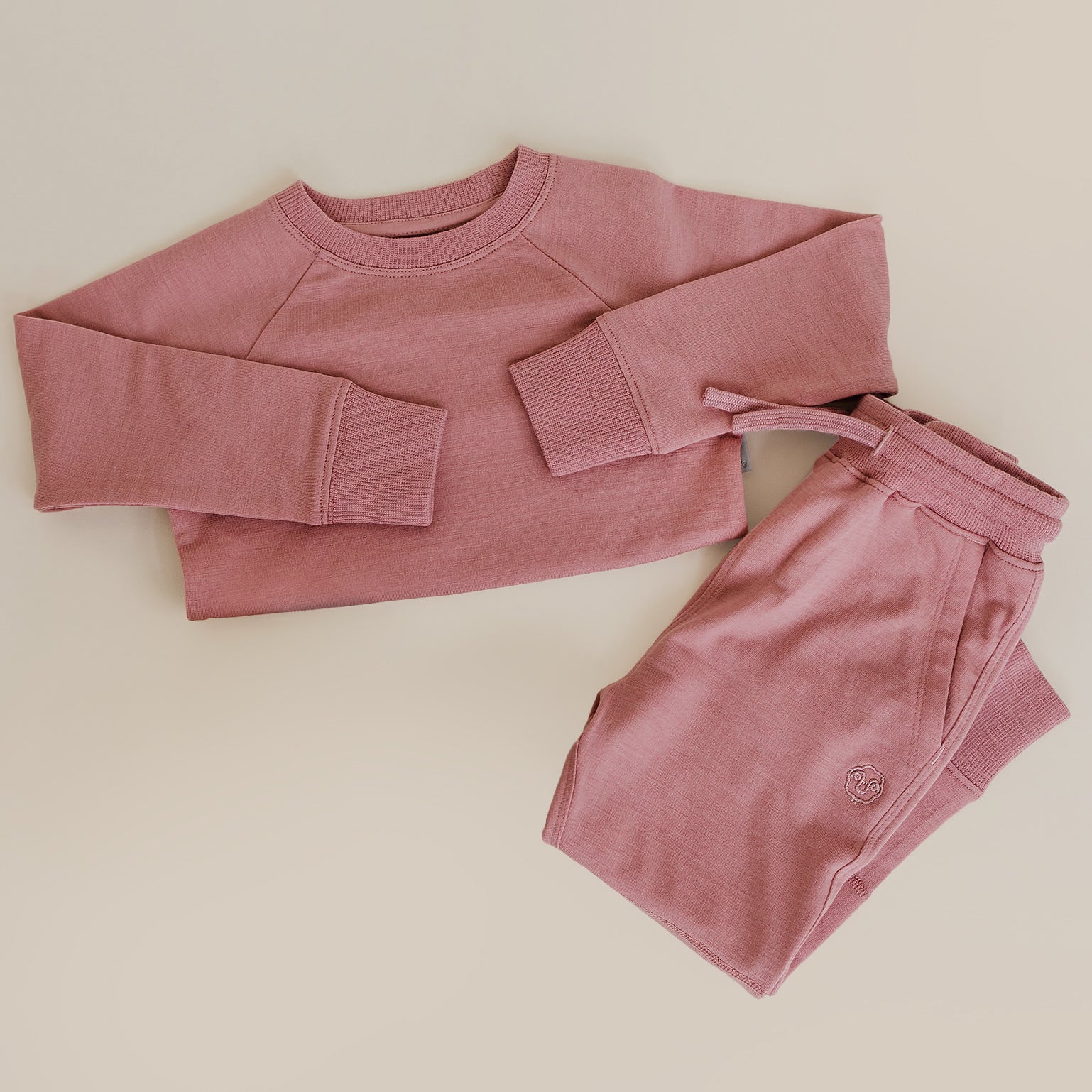 Kids Merino Wool Crew Neck Sweatshirt, Mauve Pink - Image 5