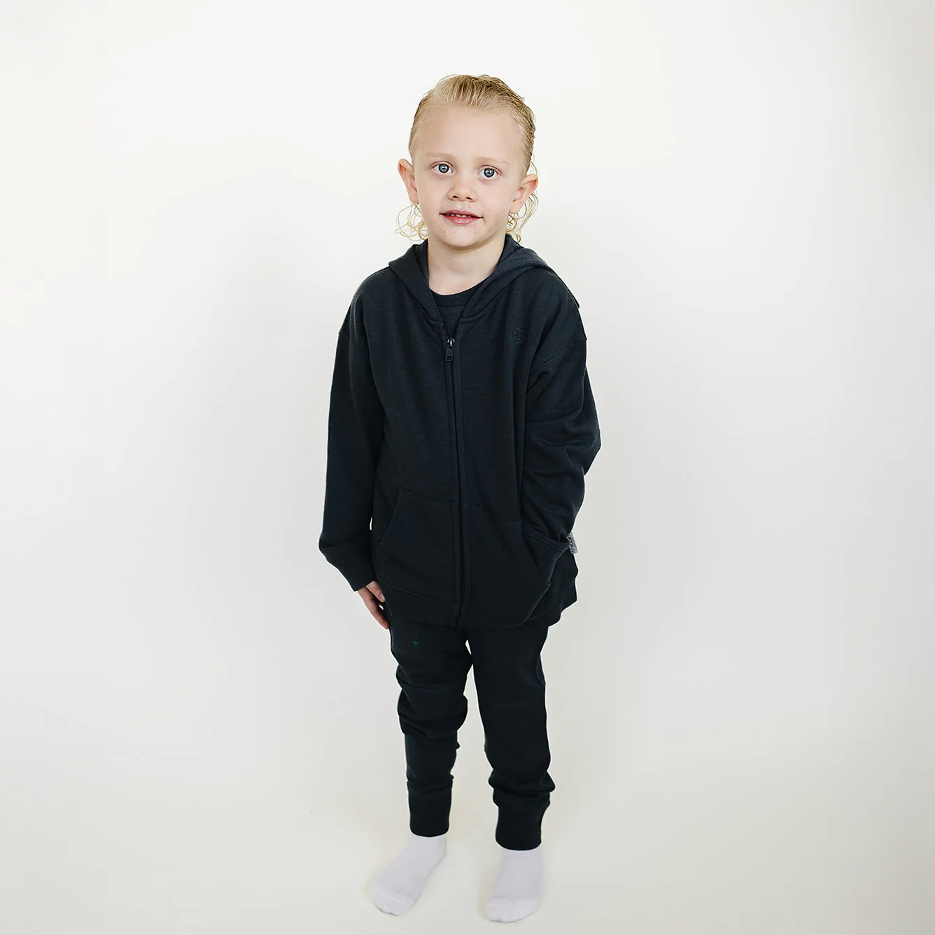 Kids Merino Wool Hoodie, Blueberry - Image 5