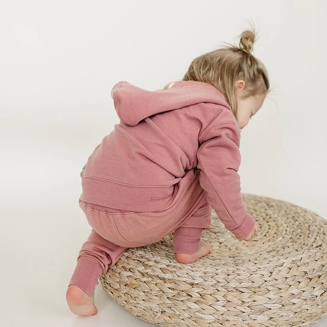 Kids Merino Wool Hoodie, Mauve Pink - Image 5