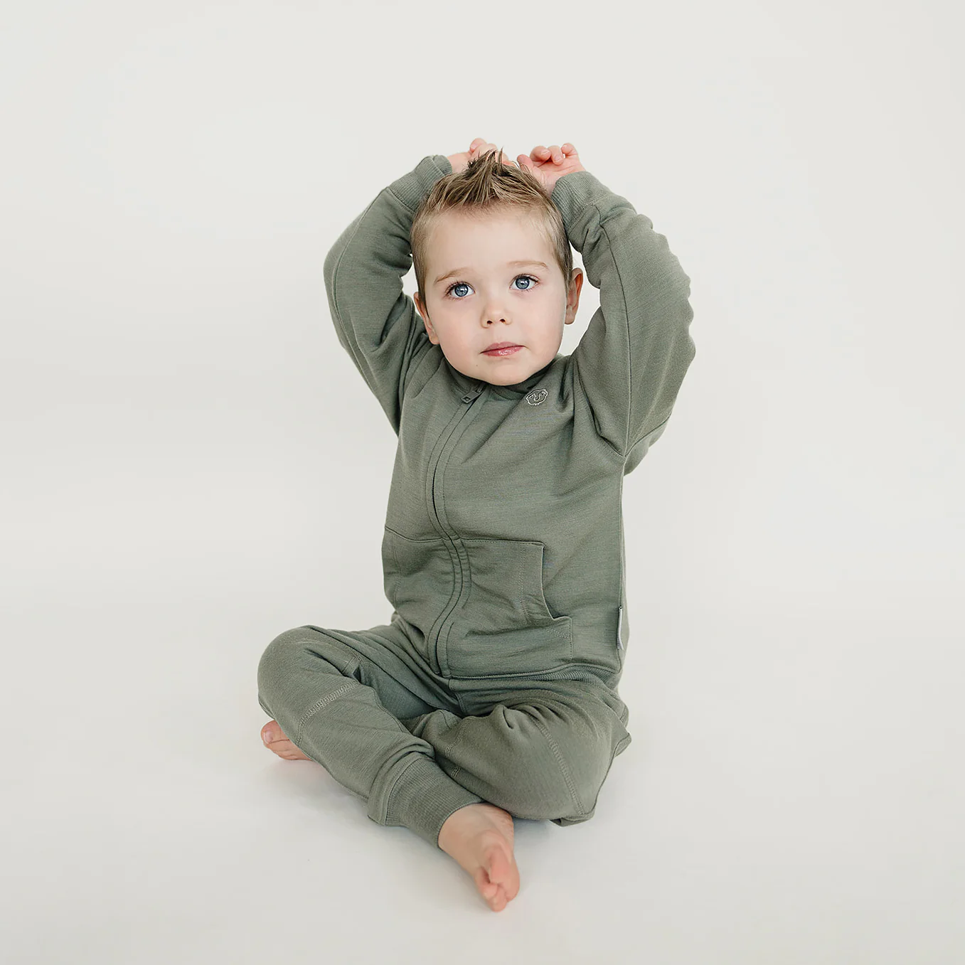 Kids Merino Wool Hoodie, Olive - Image 3