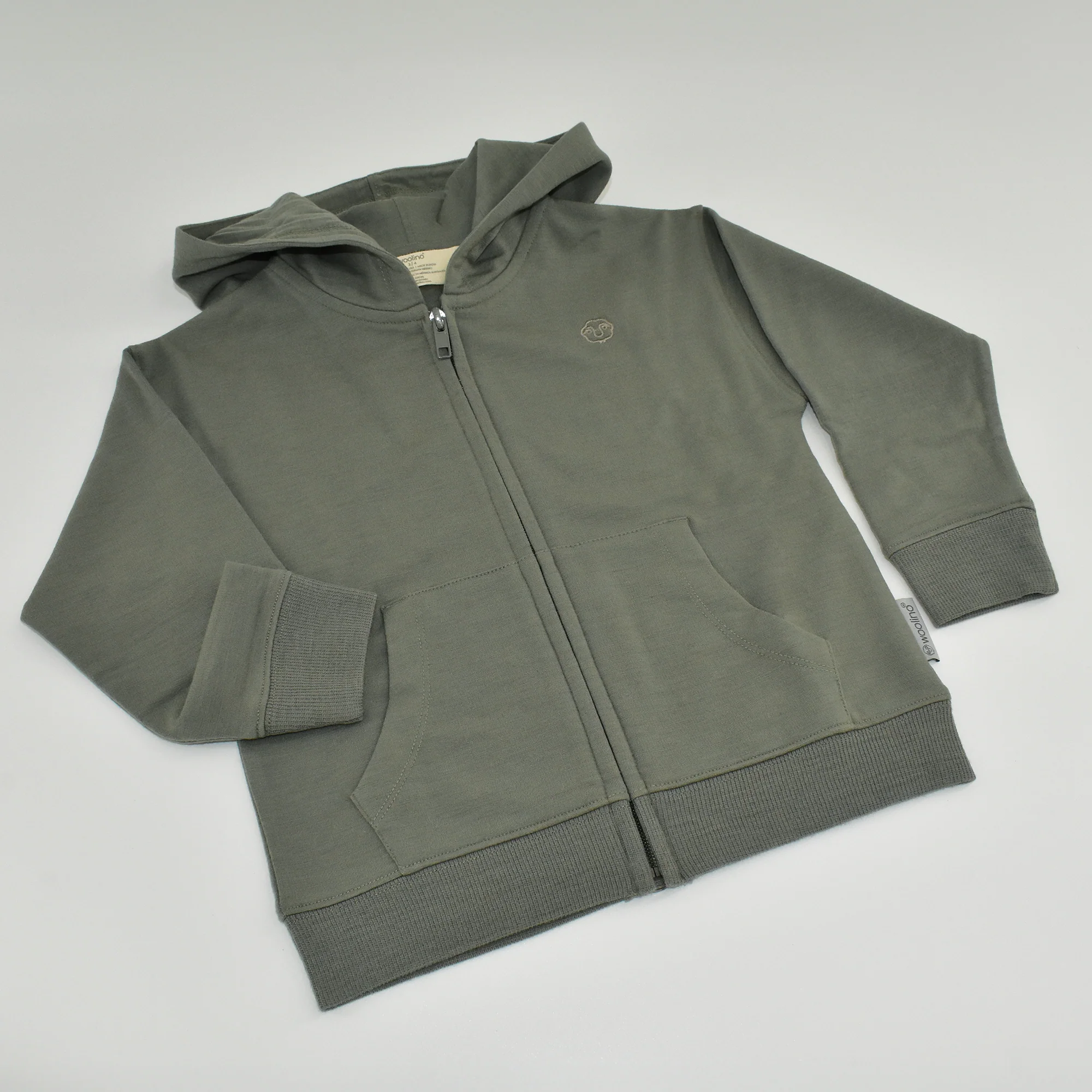 Kids Merino Wool Hoodie, Olive - Image 5