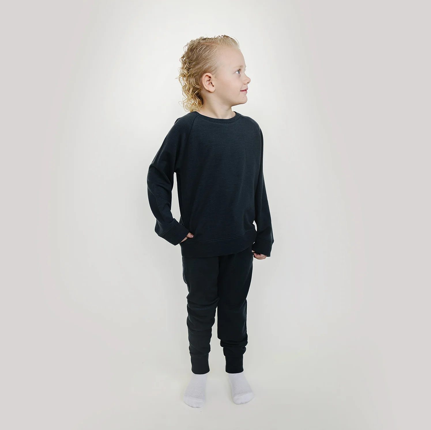Kids Merino Wool Joggers, Blueberry - Image 4