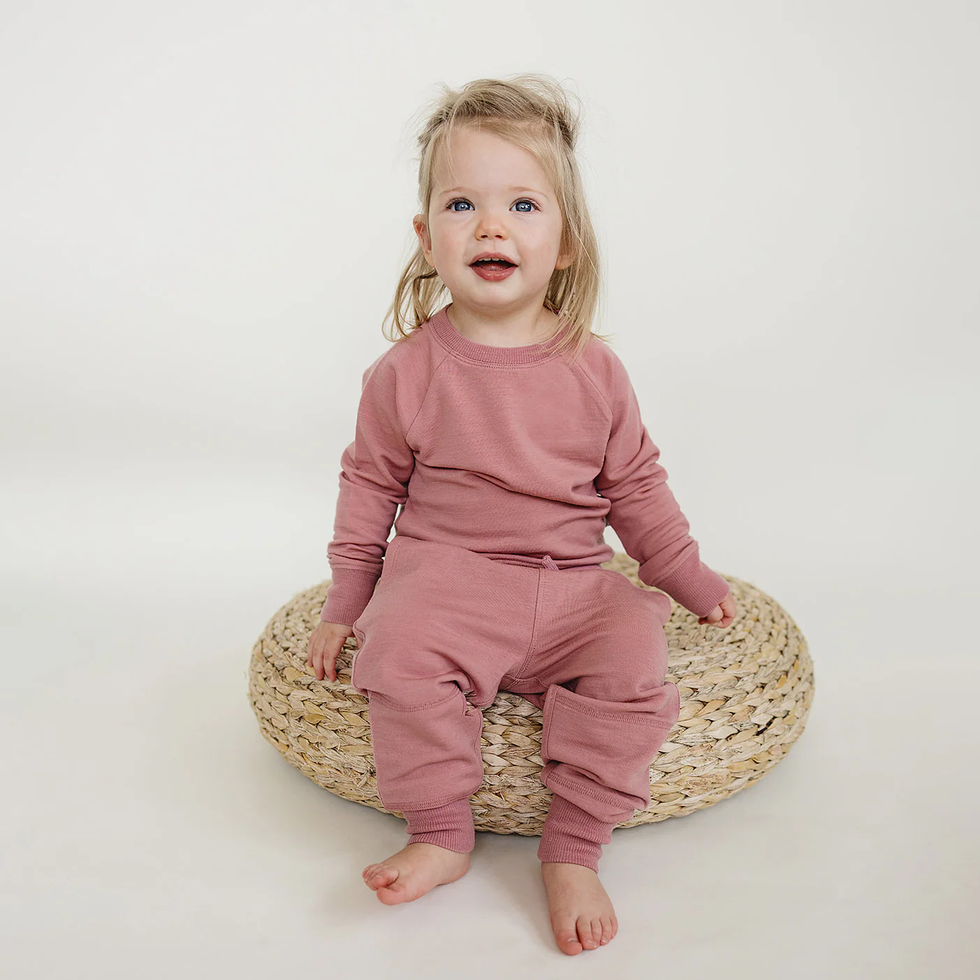 Kids Merino Wool Joggers, Mauve Pink - Image 5