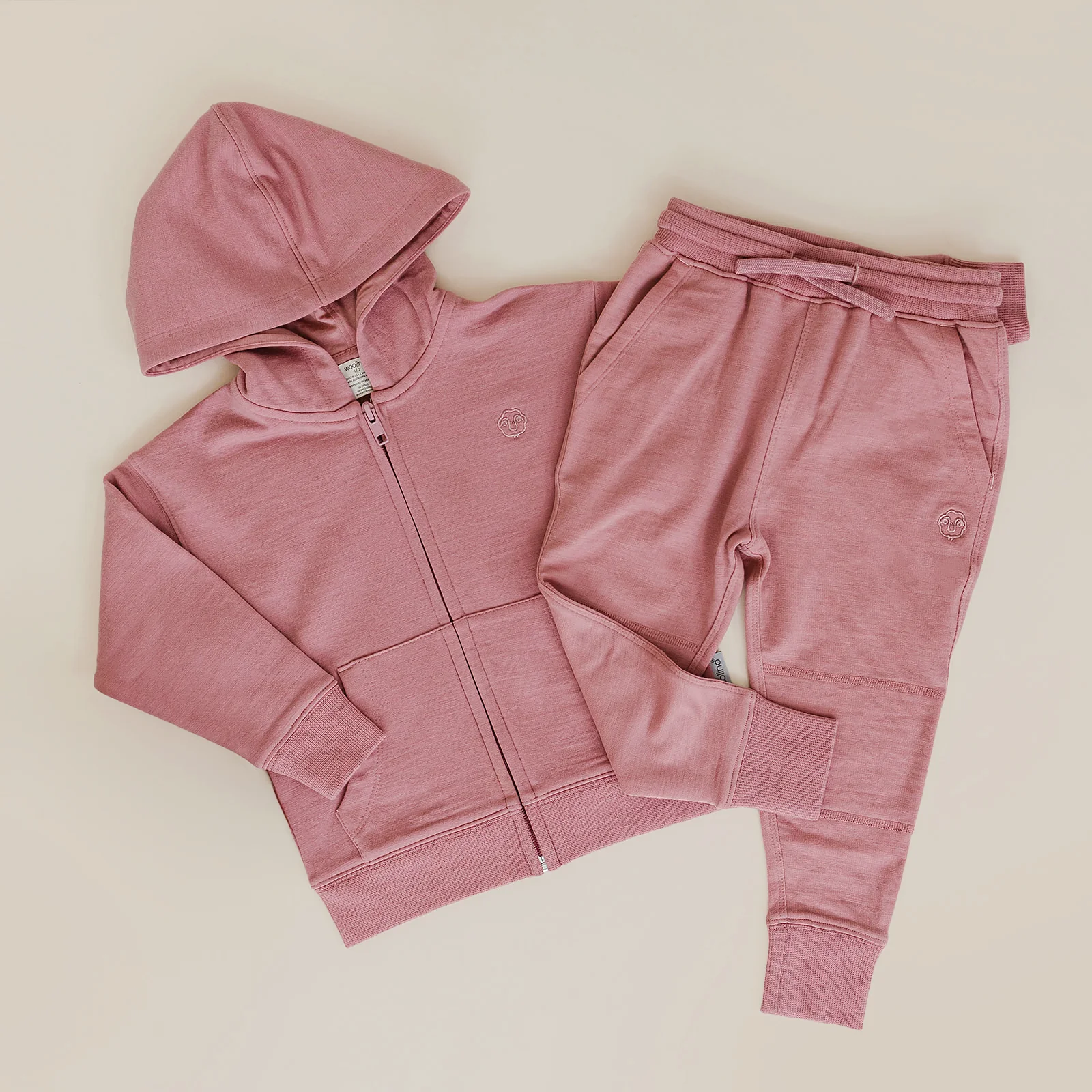 Kids Merino Wool Joggers, Mauve Pink - Image 6