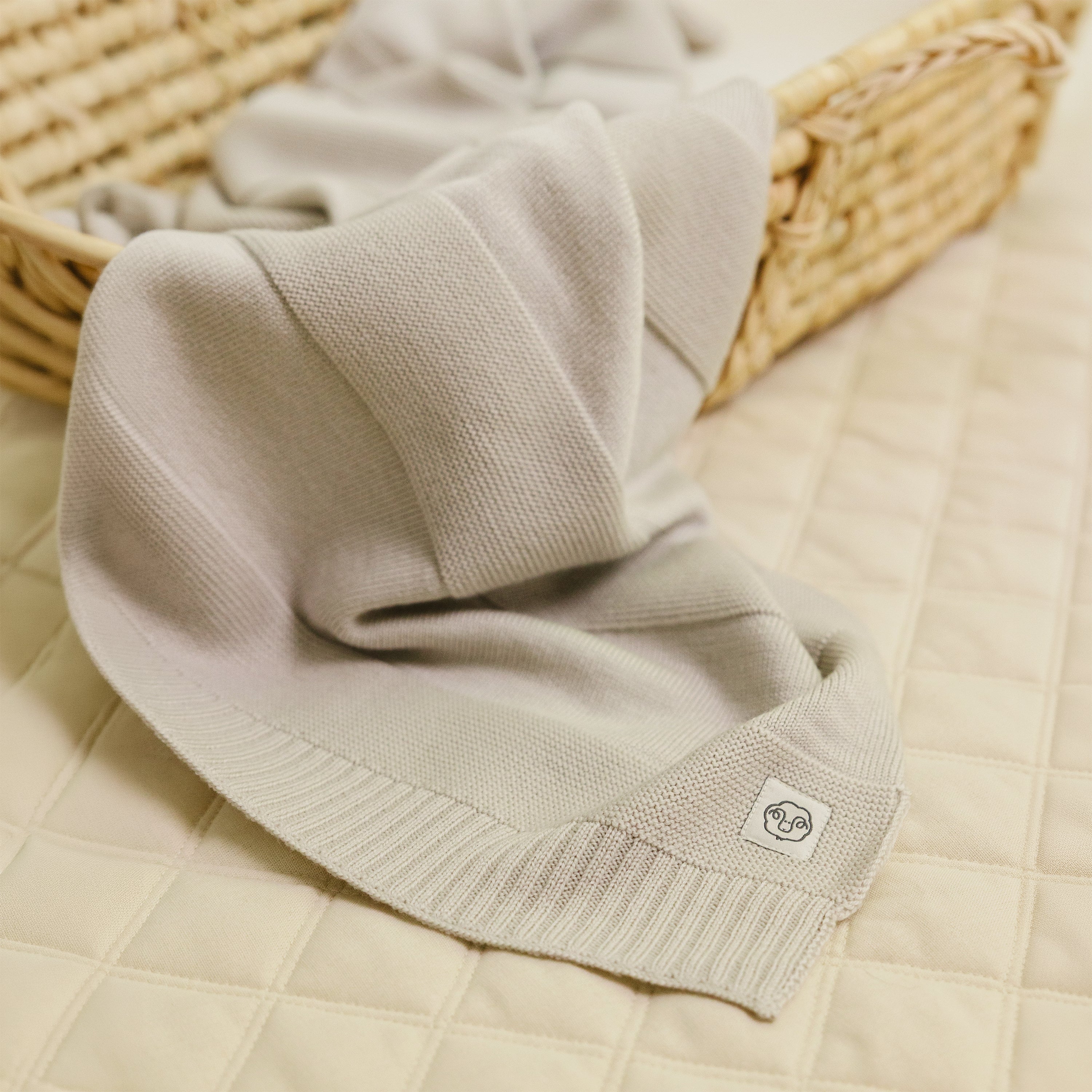 Knitted Baby Blanket, 100% Merino Wool, 31.5" x 40", Almond - Image 4