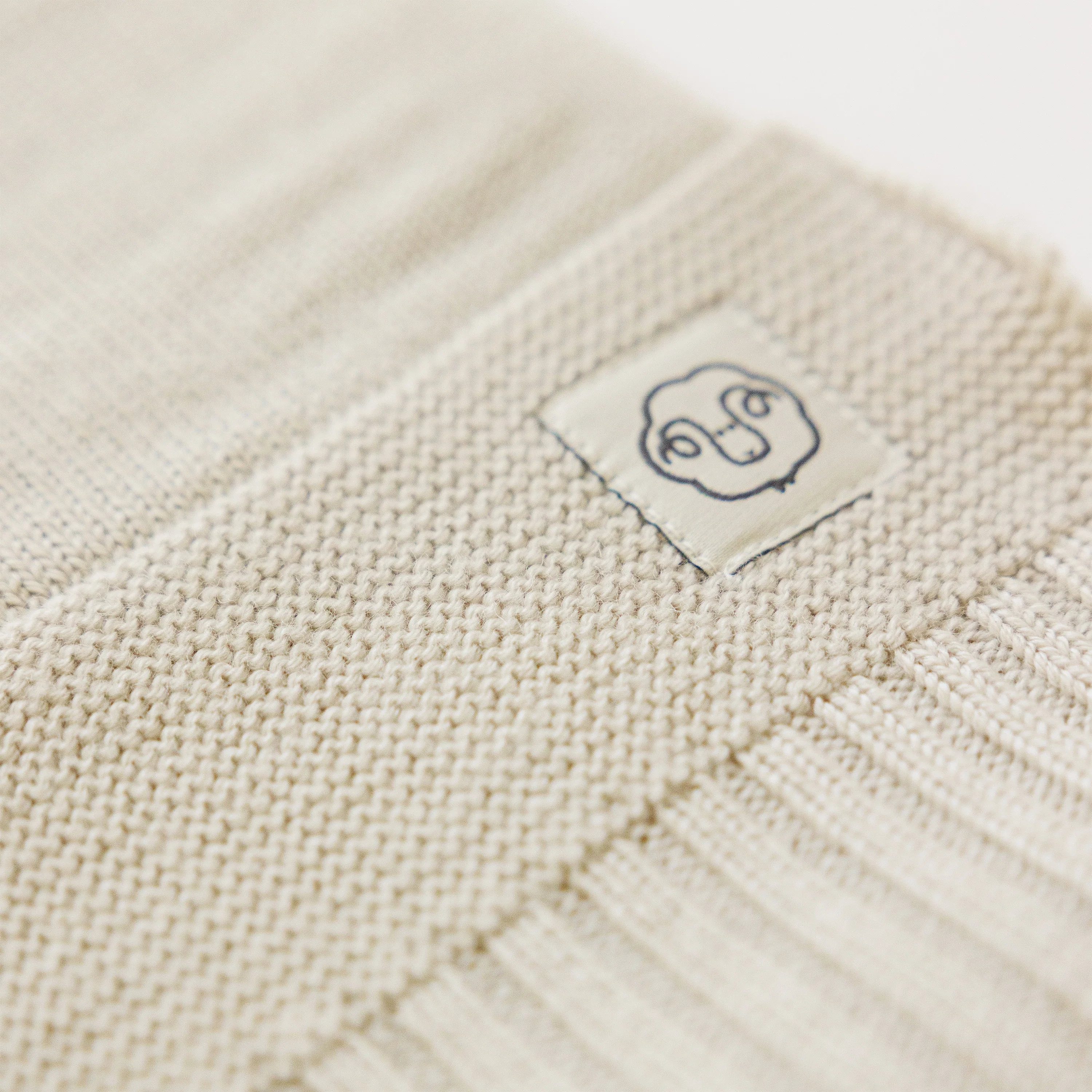 Knitted Baby Blanket, 100% Merino Wool, 31.5" x 40", Almond - Image 5