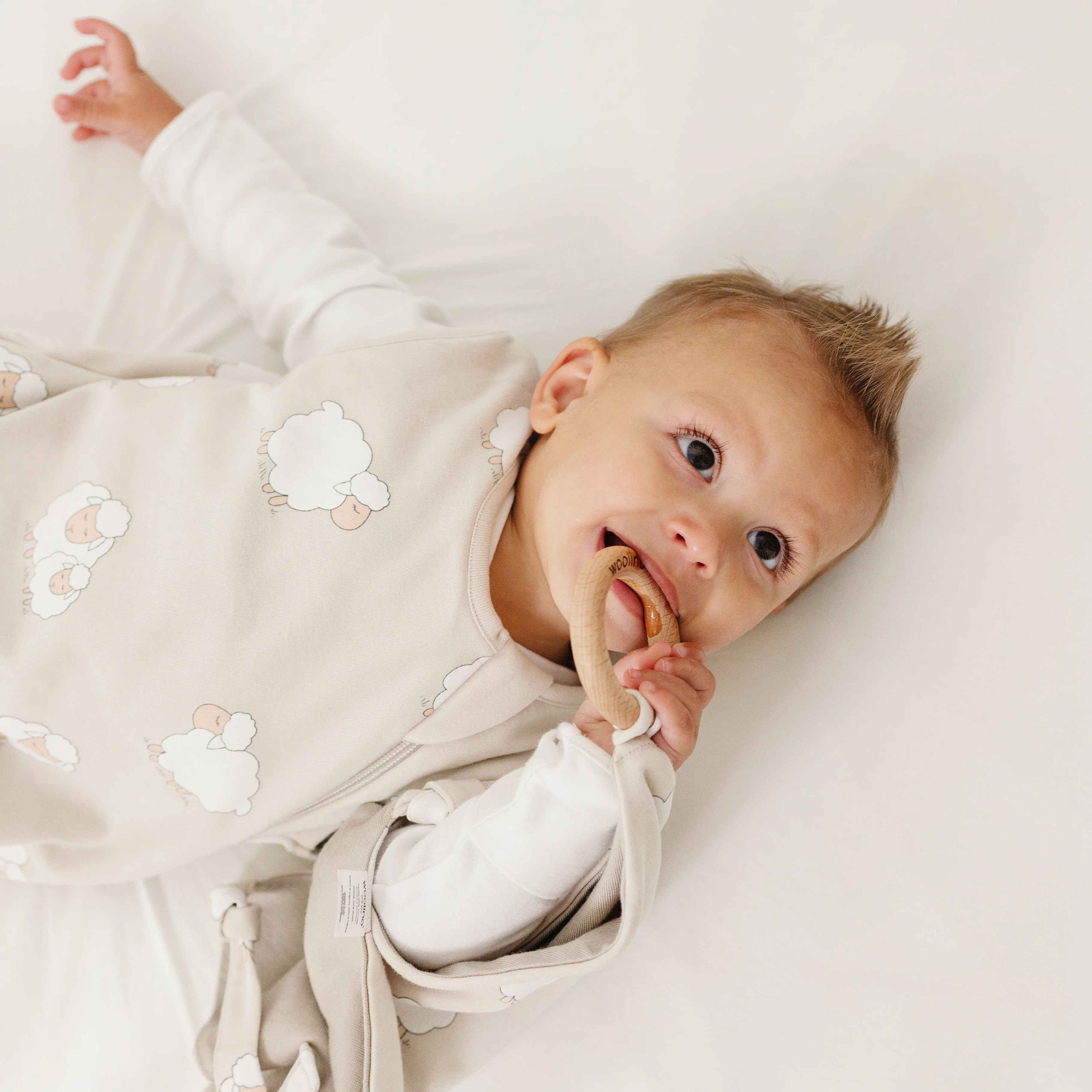Lovey, Merino Wool and Organic Cotton with Removable Teething Ring, Sheep - Image 6