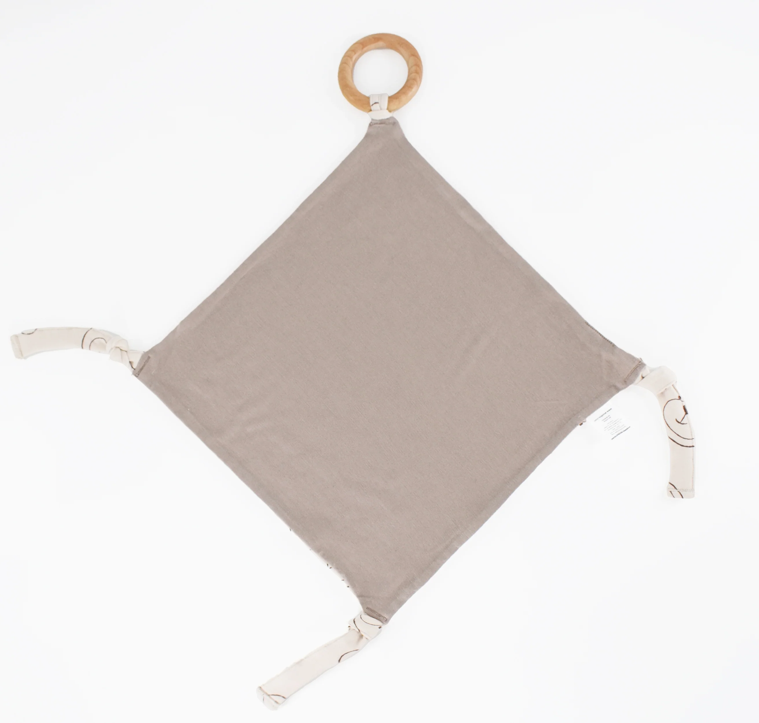 Lovey, Merino Wool and Organic Cotton with Removable Teething Ring, Teddy Bear - Image 3