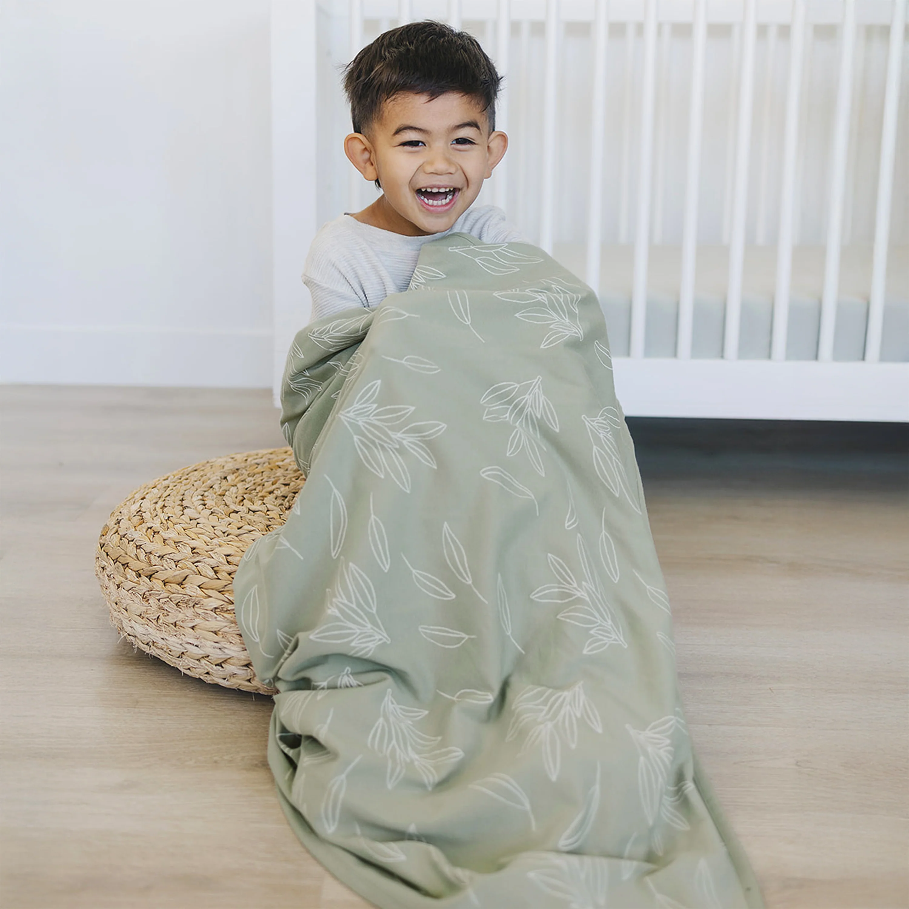 Toddler Blanket, 4 Season® Merino Wool & Organic Cotton, 52.5" x 40", Sage - Image 4