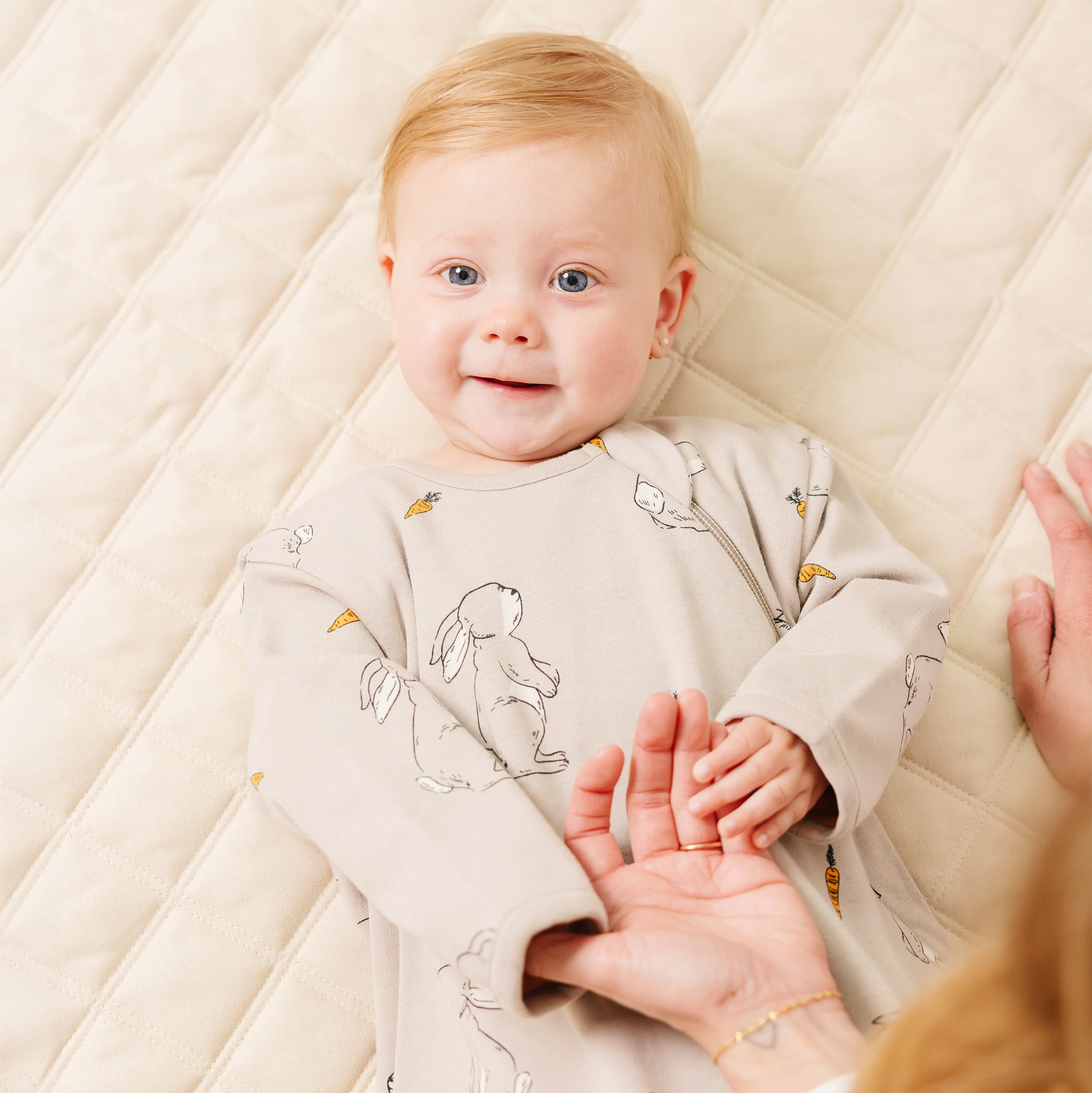 Slumber Sack, Baby Sleep Bag with Sleeves, Merino Wool & Organic Cotton, Bunny - Image 5