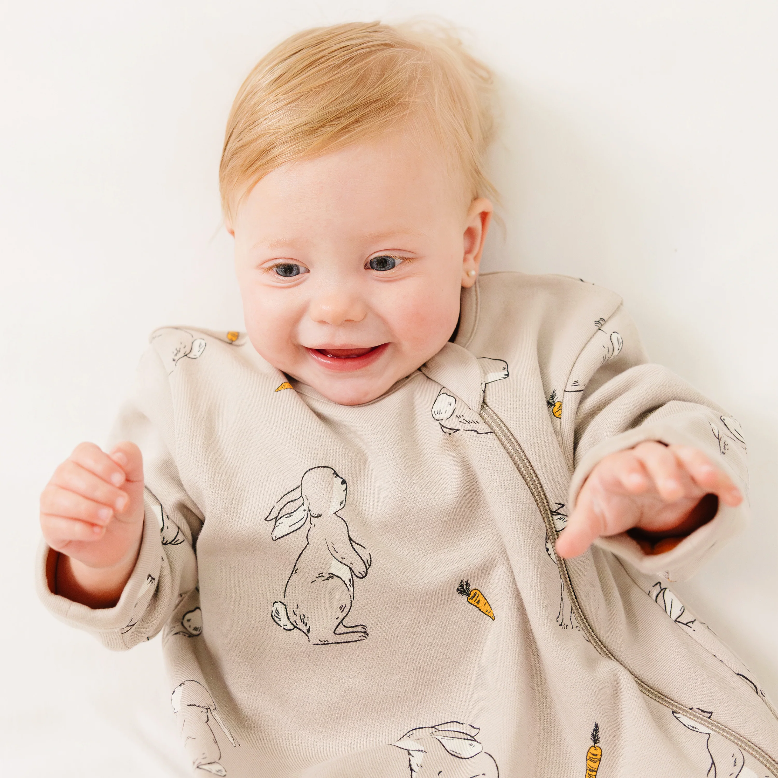 Slumber Sack, Baby Sleep Bag with Sleeves, Merino Wool & Organic Cotton, Bunny - Image 6