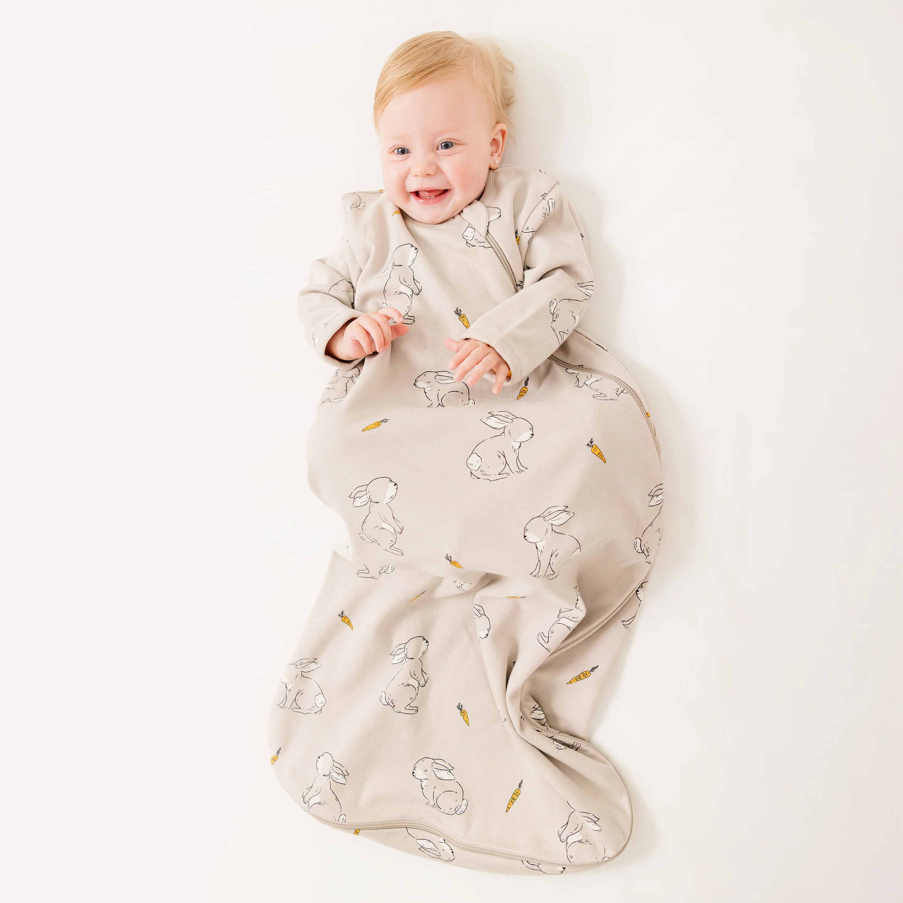 Slumber Sack, Baby Sleep Bag with Sleeves, Merino Wool & Organic Cotton, Bunny - Image 7