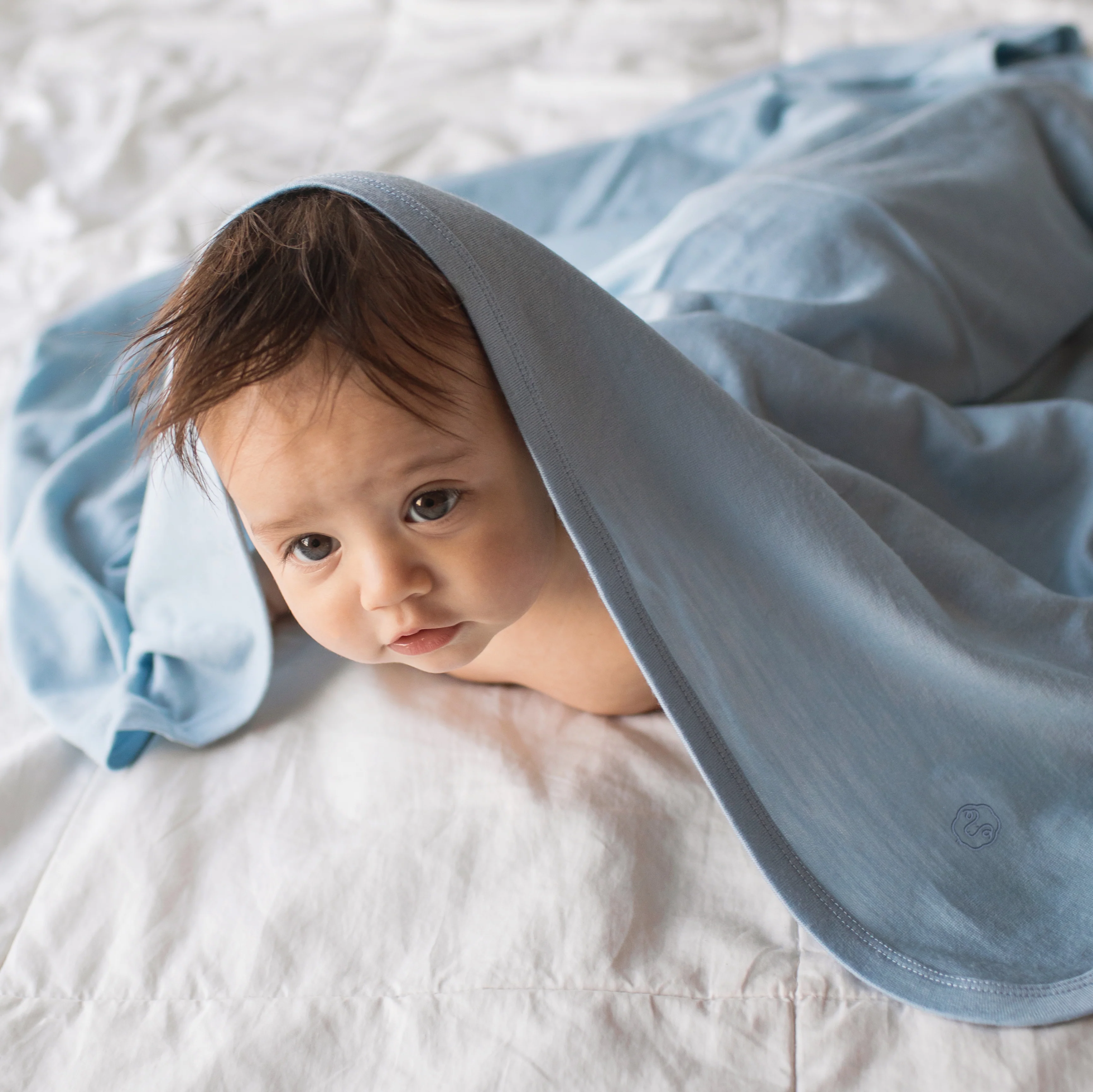 Swaddle Blanket, Merino Wool, Newborn to 3 Months, Blue - Image 4