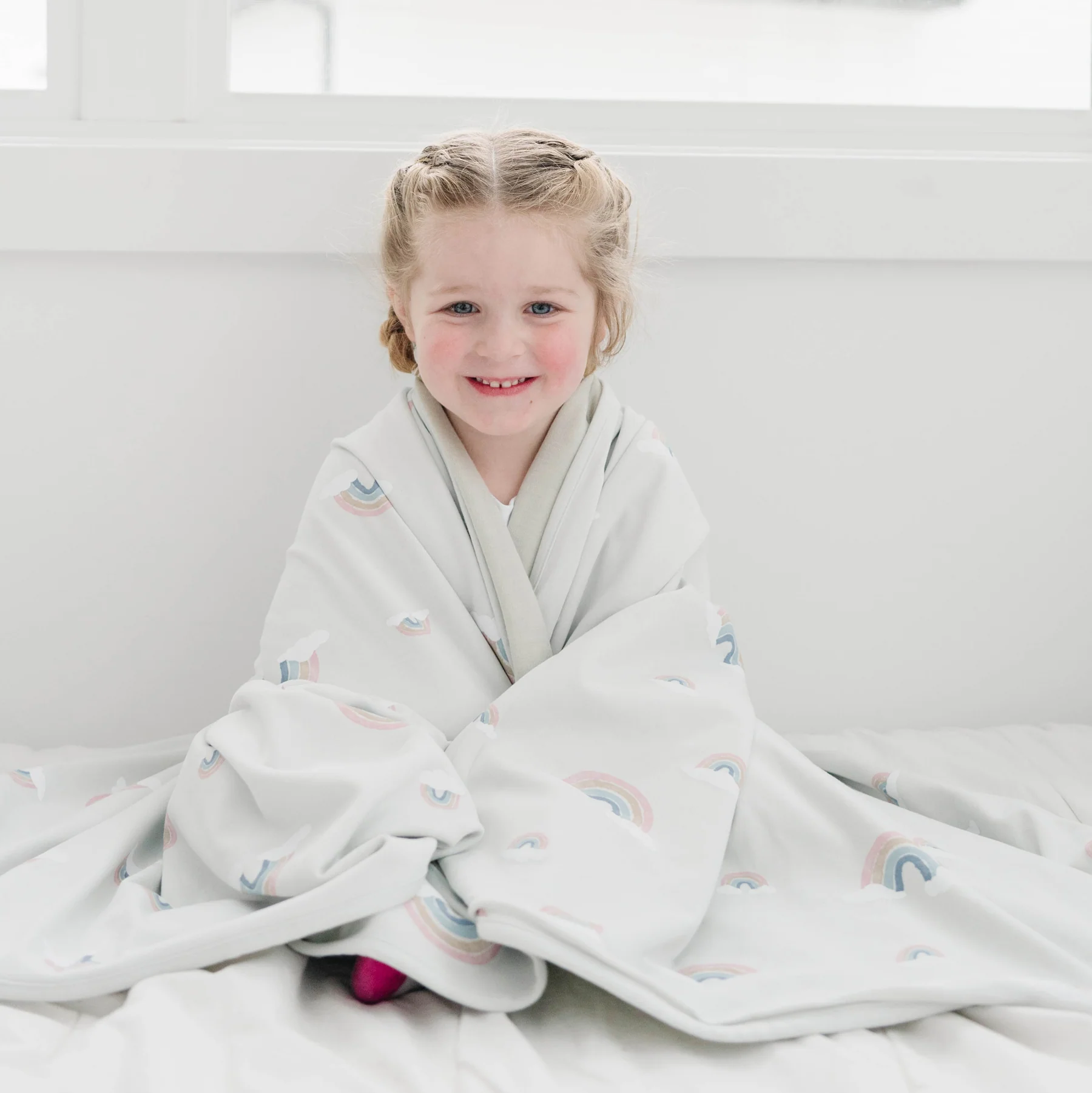 Toddler Blanket, 4 Season® Merino Wool & Organic Cotton Blanket, 52.5" x 40", Rainbow - Image 3