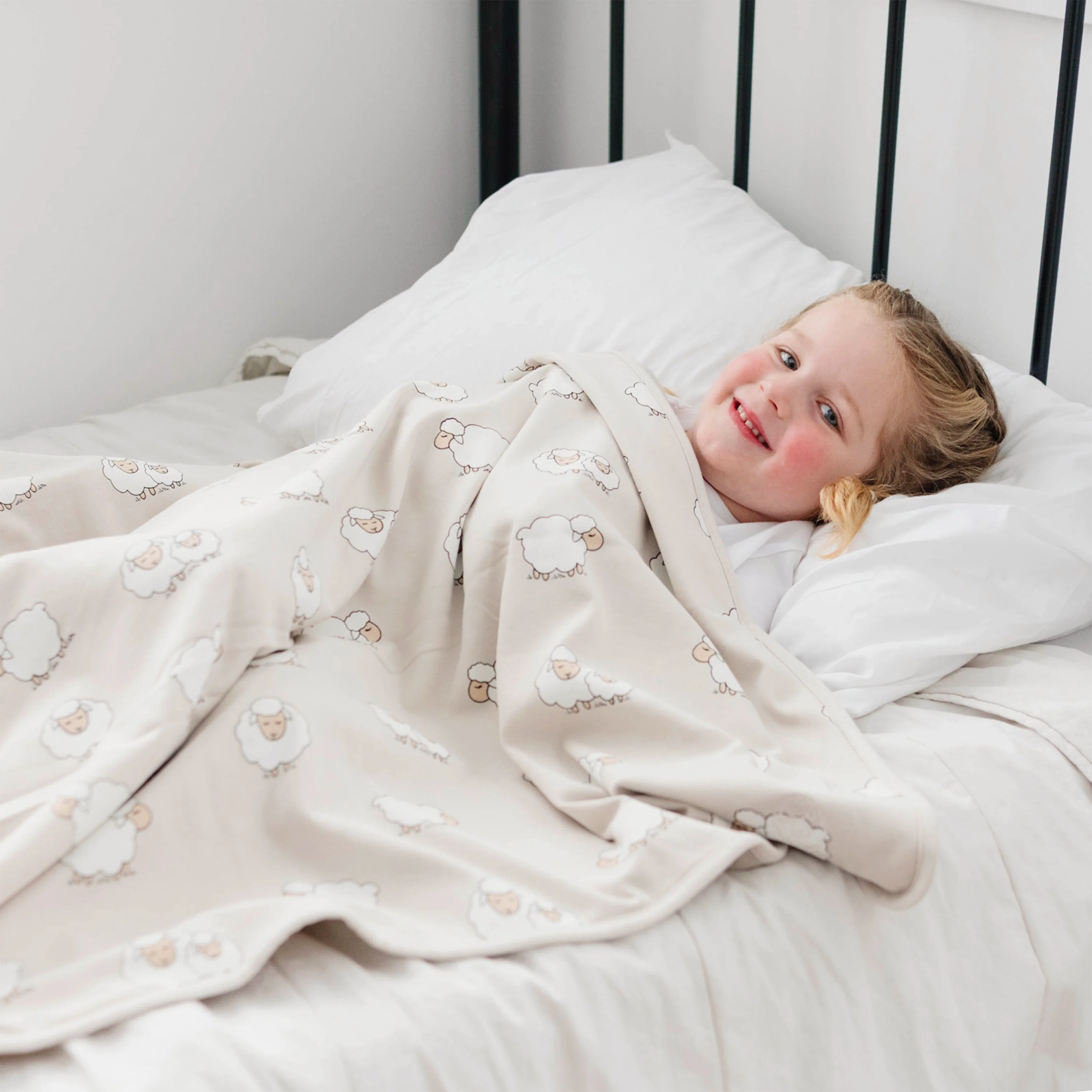Toddler Blanket, 4 Season® Merino Wool & Organic Cotton Blanket, 52.5" x 40", Sheep - Image 3