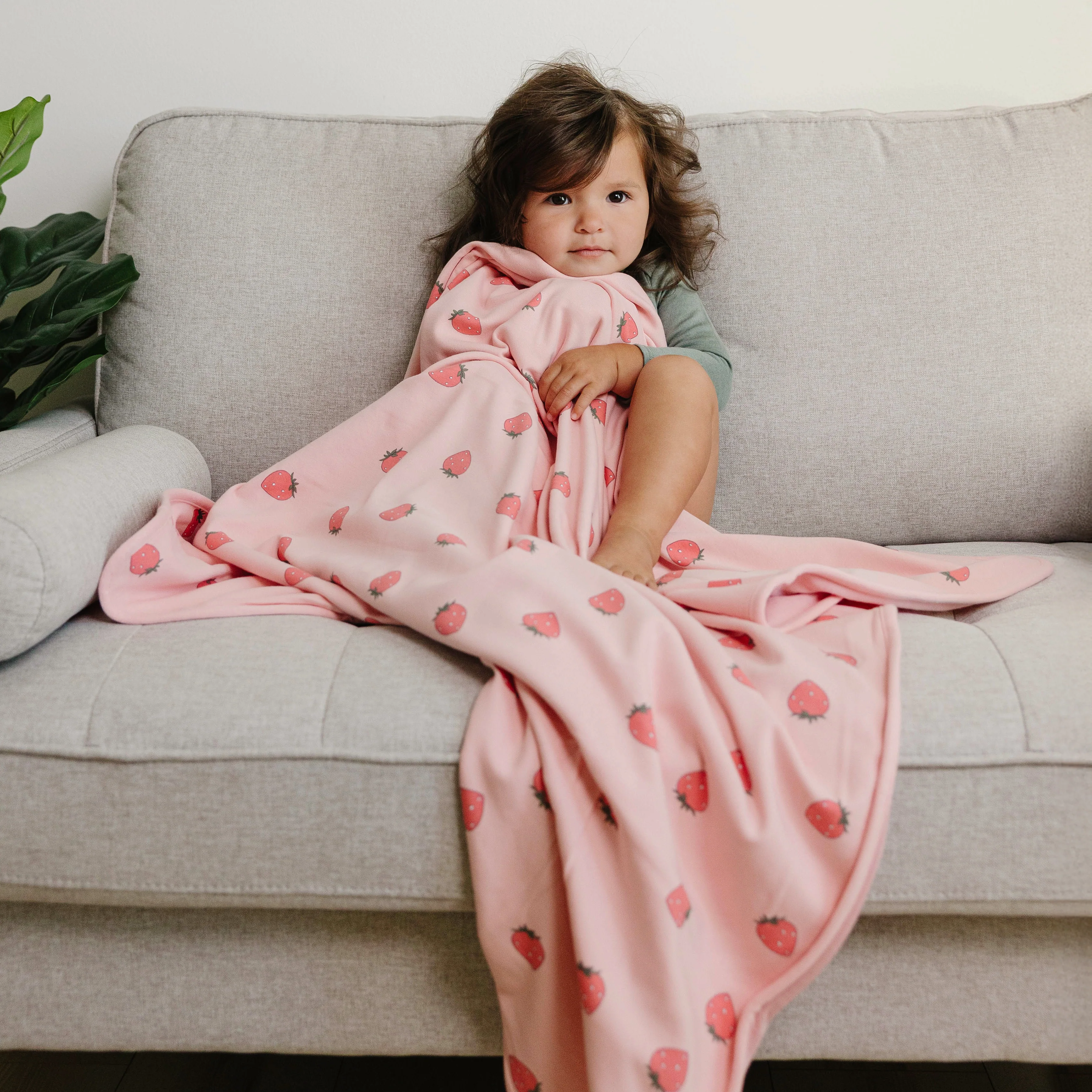 Toddler Blanket, 4 Season® Merino Wool & Organic Cotton Blanket, 52.5" x 40", Strawberry - Image 2