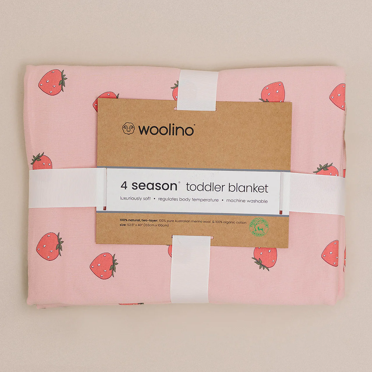 Toddler Blanket, 4 Season® Merino Wool & Organic Cotton Blanket, 52.5" x 40", Strawberry - Image 8