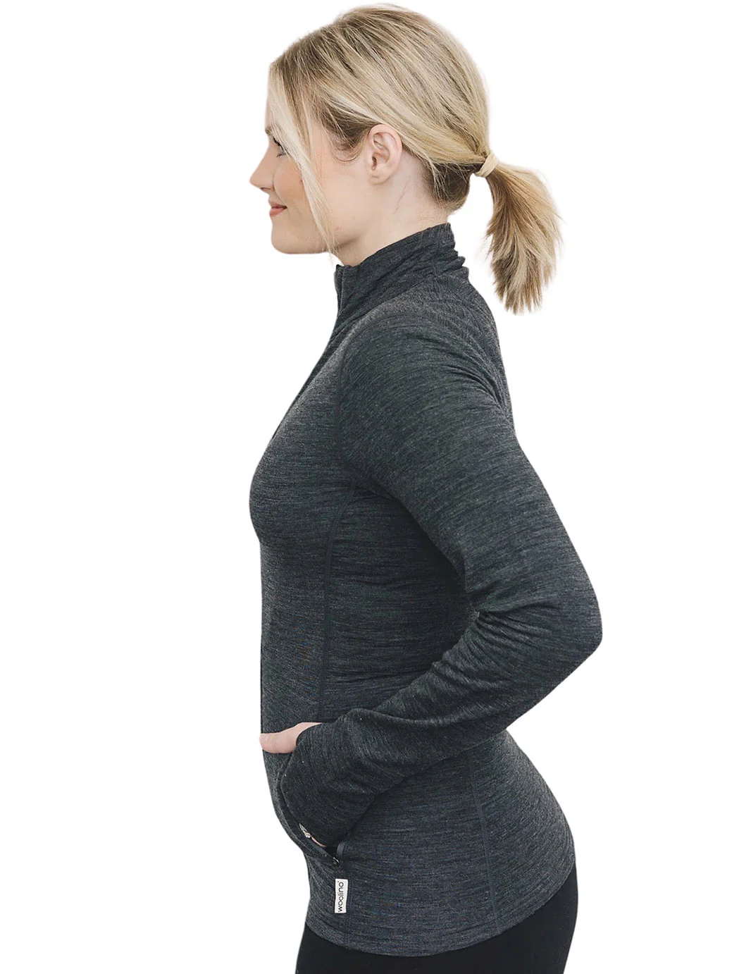 Women's Merino Natural Fleece Full-Zip Jacket, Charcoal Gray - Image 8