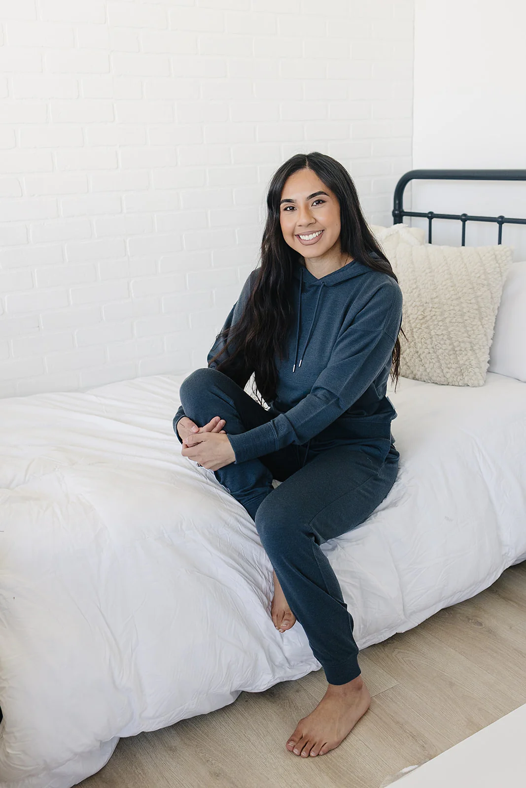 Women's Merino Wool Hoodie, Blue Graphite - Image 5
