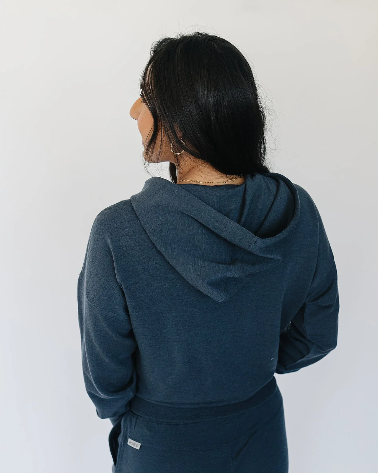 Women's Merino Wool Hoodie, Blue Graphite - Image 6