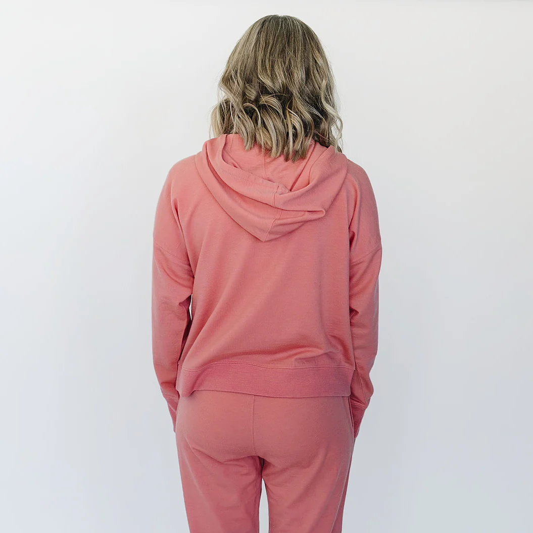 Women's Merino Wool Hoodie, Dusty Rose - Image 6