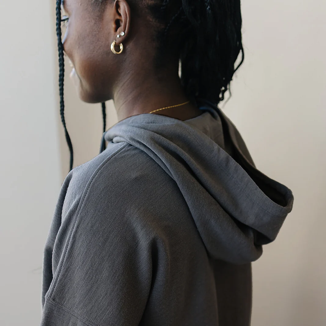 Women's Merino Wool Hoodie, Storm Gray - Image 3