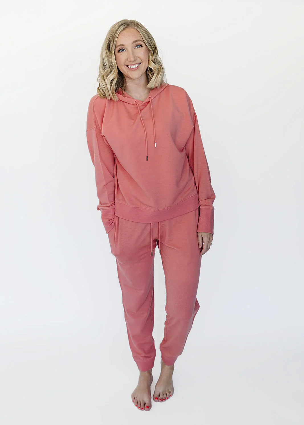 Women's Merino Wool Jogger, Dusty Rose - Image 3