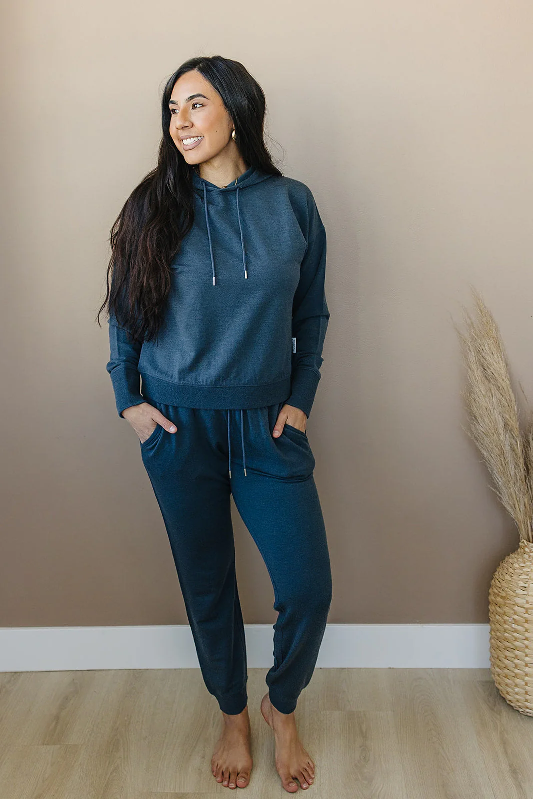 Women's Merino Wool Jogger Pants, Blue Graphite - Image 3