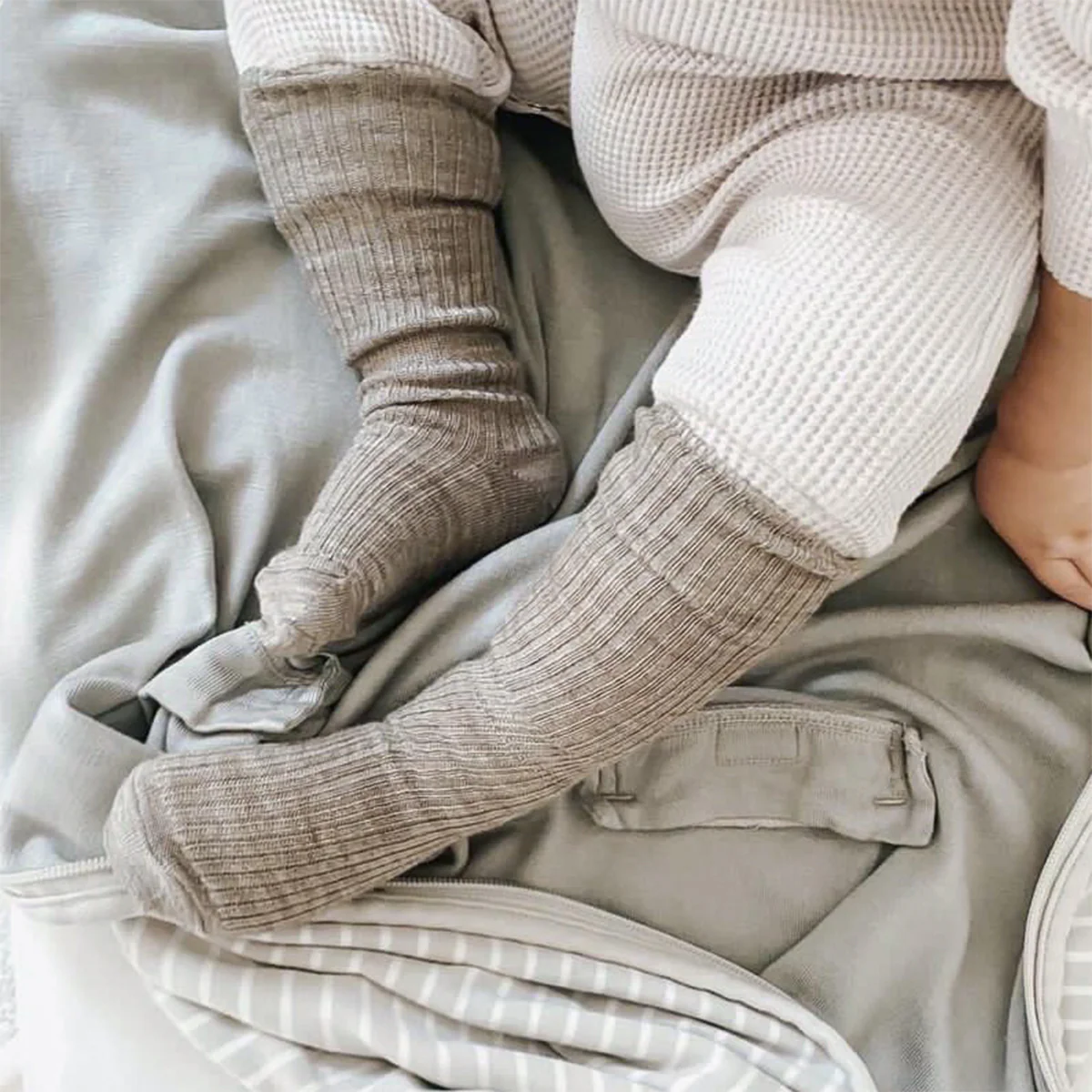 Wool Socks, Baby and Toddler, Brown-Gray & White - Image 6